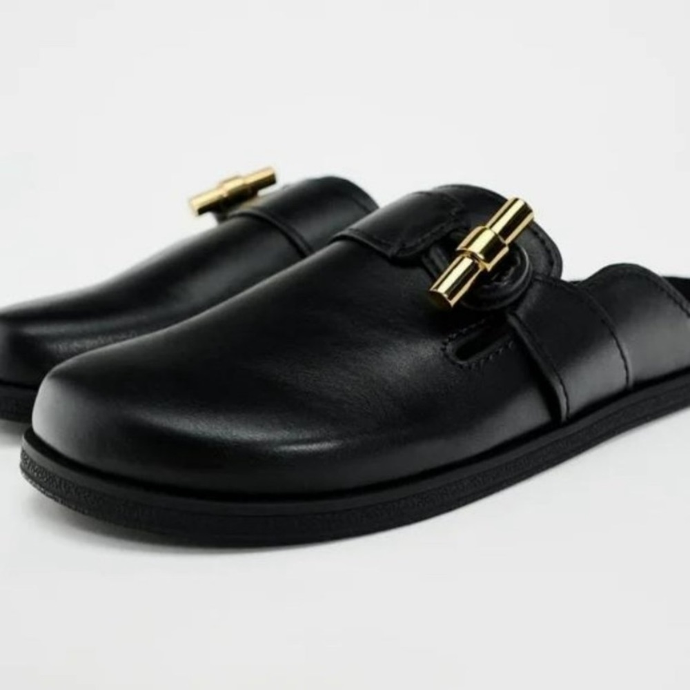 Zara Flat Buckled Clogs